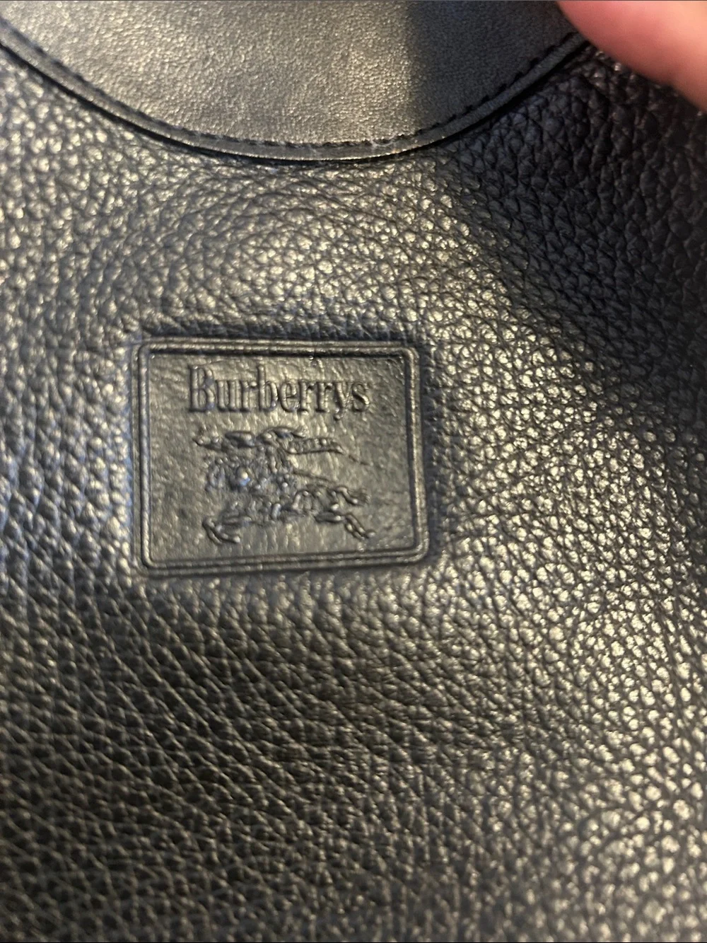 Burberrys Black Pebble Leather Drawstring Bucket Bag
